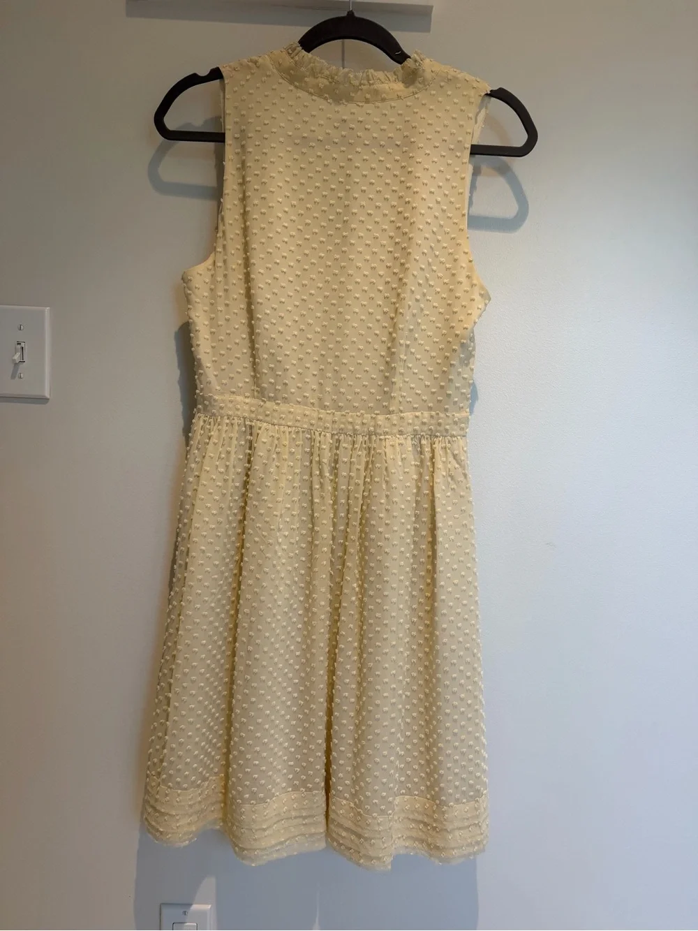 J.Crew Swiss Dot Silk Blend Cream Sleeveless Tie-Neck Dress